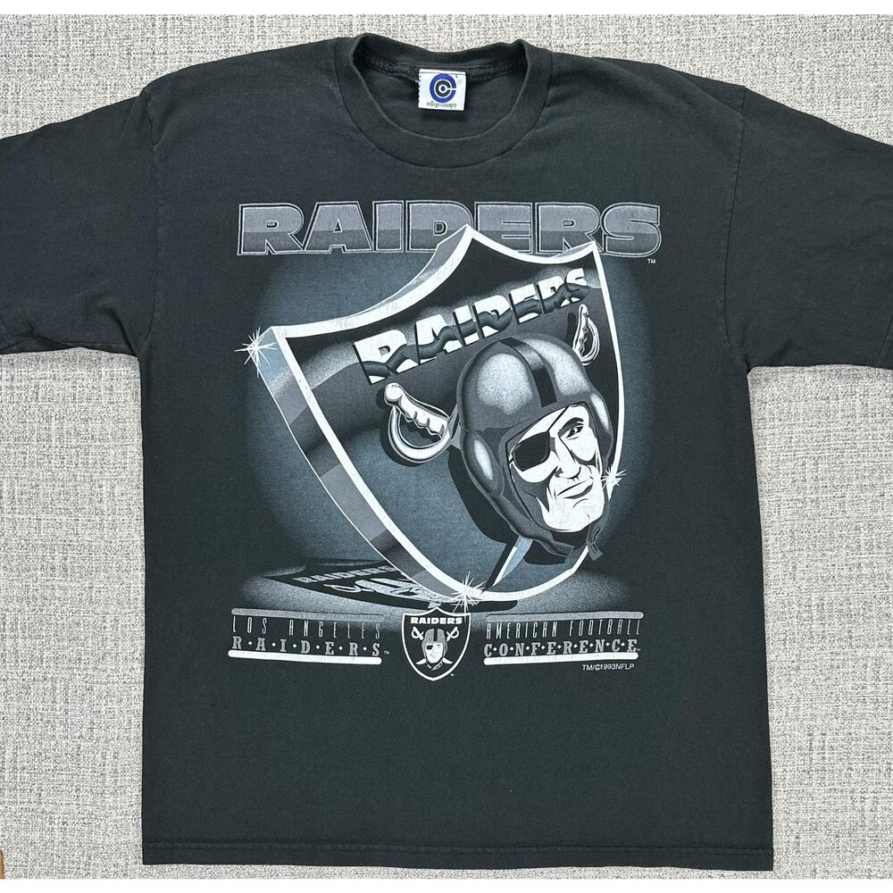 Vintage Los Angeles Raiders Shirt Mens Large Black NFL College Concepts 1993